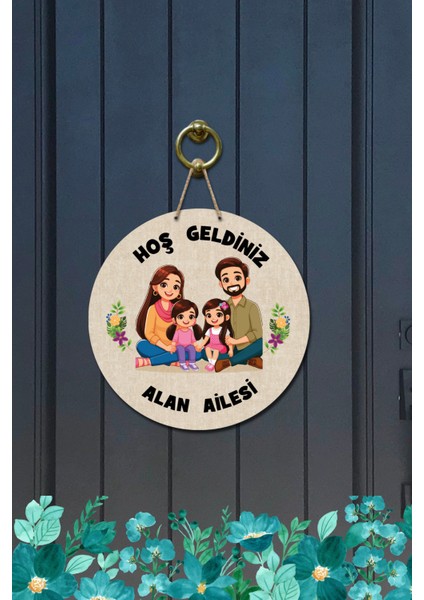 Kapı Süsü Alan Ailesi Hoş Geldiniz Ahşap Baskı Kişiye Özel Tasarım modelleri
