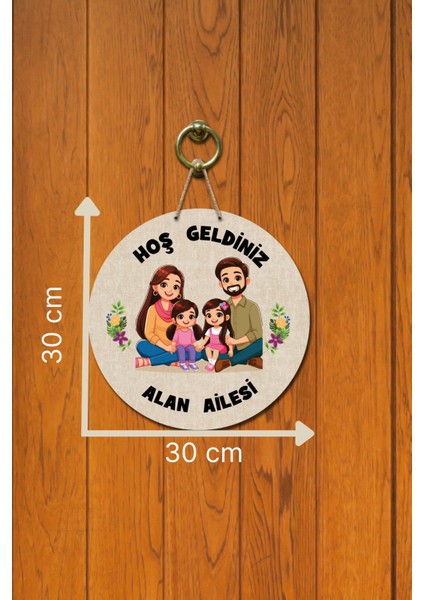 Kapı Süsü Alan Ailesi Hoş Geldiniz Ahşap Baskı Kişiye Özel Tasarım fırsatları