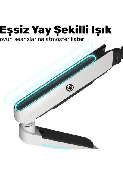 STD54012HLW Elysium 27"-45" Profesyonel Gaming Rgb Amortisörlü Vesa Tek Kol Monitör Tutucu fırsatları