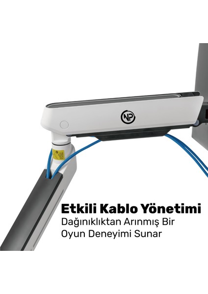 STD54012HLW Elysium 27"-45" Profesyonel Gaming Rgb Amortisörlü Vesa Tek Kol Monitör Tutucu indirimleri