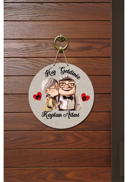 Kapı Süsü Hoş Geldiniz Kaplan Ailesi Ahşap Baskı Kişiye Özel Tasarım