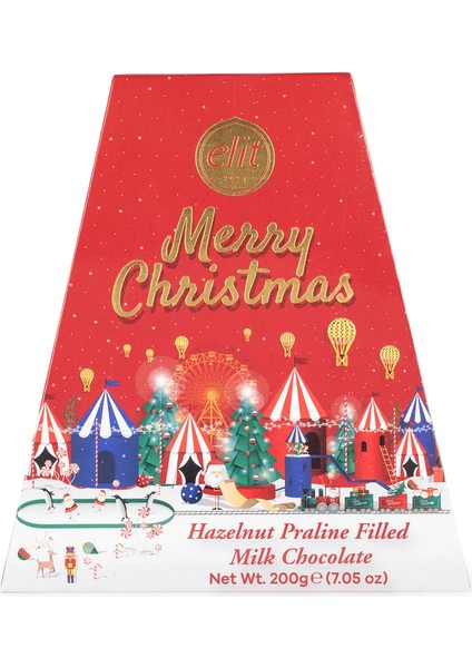 Merry Christmas Pralin Dolgulu Sütlü Çikolata Karton Kutu 200G Glutensiz fırsatları