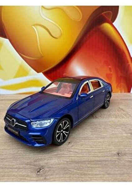 Mercedes C200 Model Araç Mercedes Metal Araba 23 cm Mavi Sesli Işıklı Kapılar Bagaj Kaput Açılır