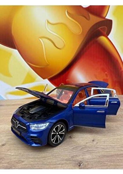 Mercedes C200 Model Araç Mercedes Metal Araba 23 cm Mavi Sesli Işıklı Kapılar Bagaj Kaput Açılır