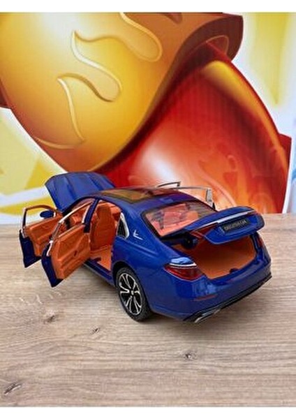 Mercedes C200 Model Araç Mercedes Metal Araba 23 cm Mavi Sesli Işıklı Kapılar Bagaj Kaput Açılır