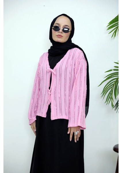 Pileli Ön Iki Bağlamalı Tunik-Pembe fiyatları