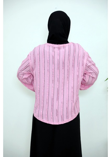 Pileli Ön Iki Bağlamalı Tunik-Pembe modelleri