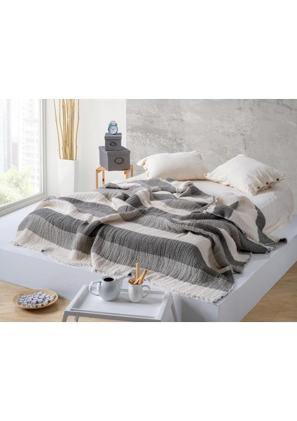 Çizgili Müslin Yorgan %100 Pamuk 9 Kat Müslin Yatak Örtüsü 220X240