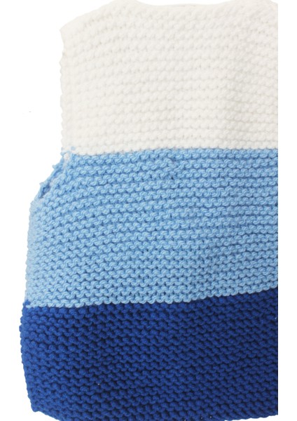 3 Renkli El Örgüsü Bebek Yeleği Beyaz Mavi Lacivert fırsatları