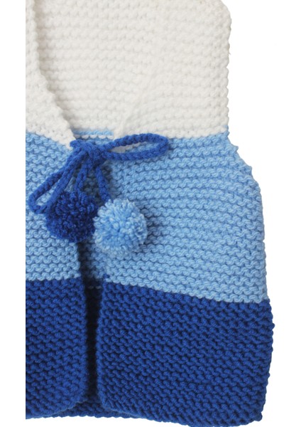 3 Renkli El Örgüsü Bebek Yeleği Beyaz Mavi Lacivert indirimleri