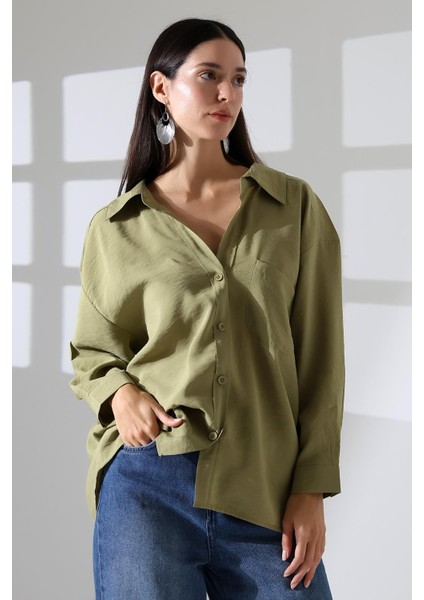 Tek Cep Modal Oversize Kadın Gömlek