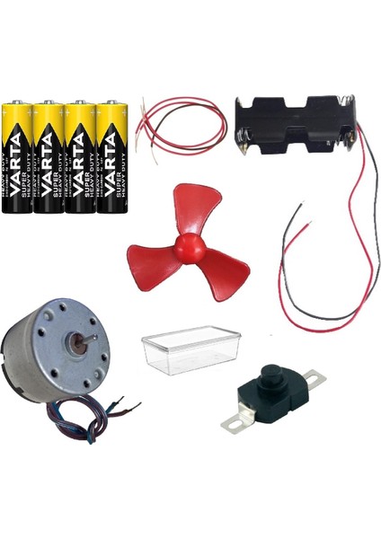 Kutulu Dc 6V Güçlü Hobi Oyuncak Motoru Pervane Anahtar Pil Öğrenci Elektrik Motor Deney Seti