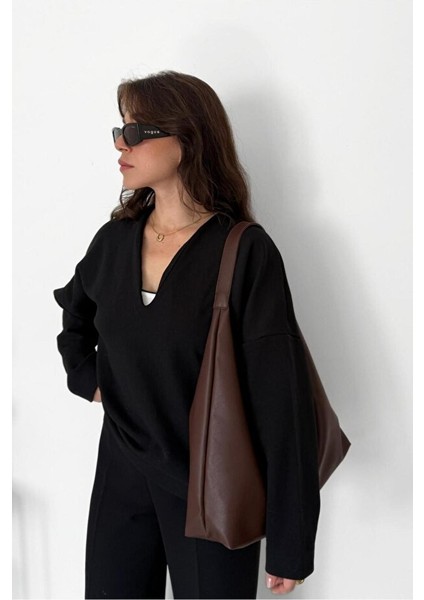 Salaş Görünümlü ve Geniş Hacimli Suni Deri Kadın Shopper Omuz Çantası modelleri