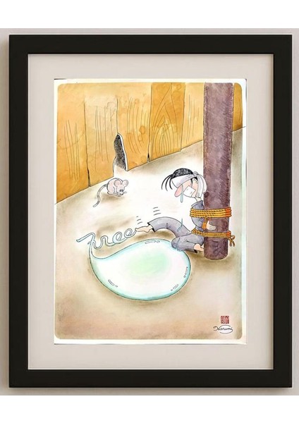 Harumi Imahase 43x30cm Orijinal Karikatür Tablo