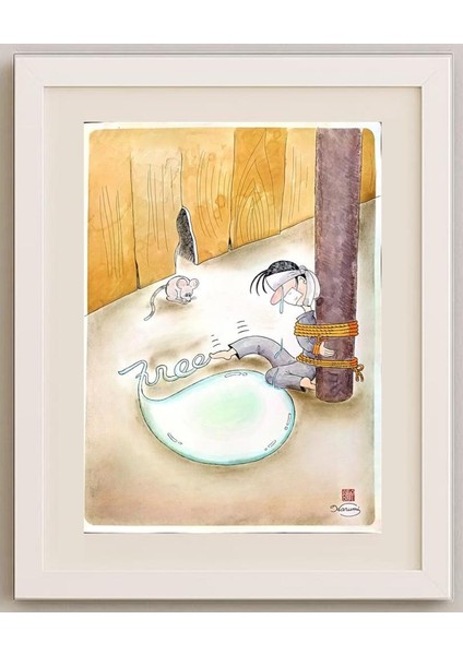 Harumi Imahase 43x30cm Orijinal Karikatür Tablo fırsatları