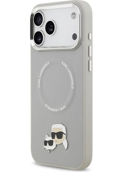 iPhone 17 Pro Kılıf Karl Lagerfeld Lisanslı M-Safeli Metal Kamera ve Buton K&c Pu Deri Kapak Gri fiyatları
