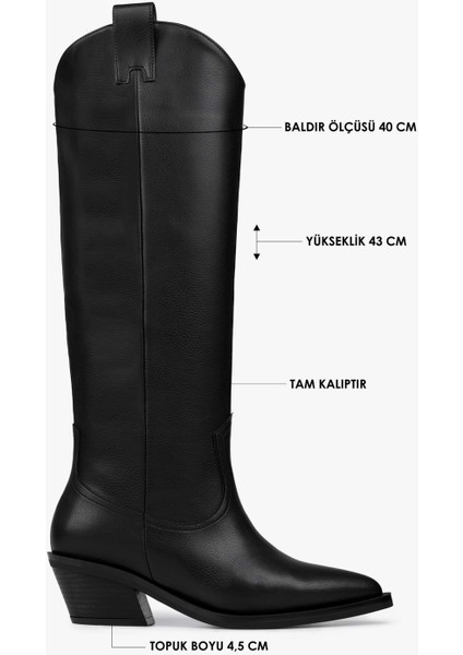 Kadın Kailey Siyah Cilt Kovboy Çizme modelleri