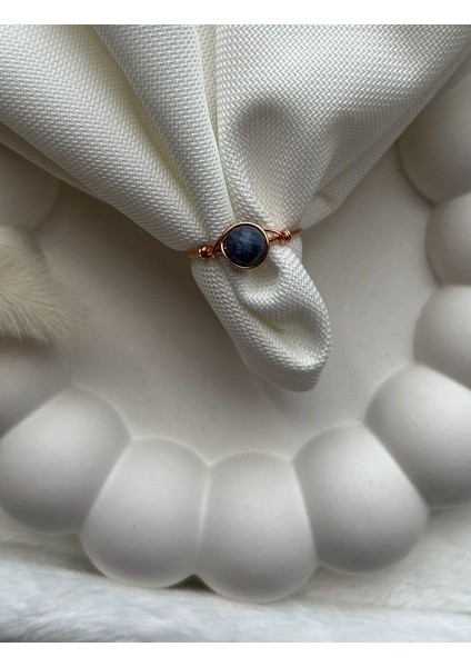 Lepidolit Taşı Ayarlanabilir Bakır Renk Tel Yüzük El Yapımı