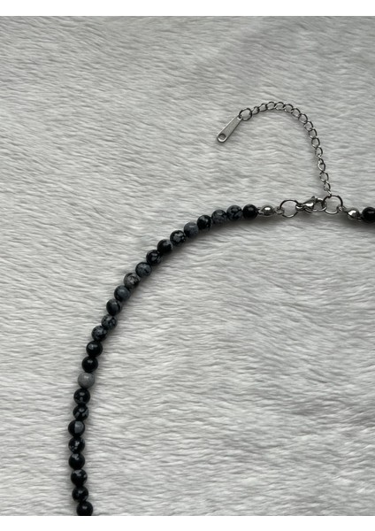 Minimal Kar Obsidyen Taşı Çelik Aparatlı Kolye El Yapımı fırsatları