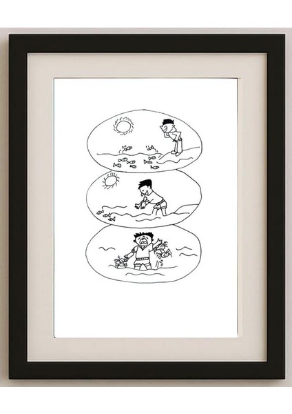 Wang Mingchuan 29X21CM Orijinal Karikatür Tablo