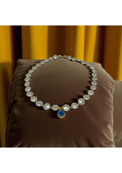 Nazar Boncuğu Detaylı Özel Tasarım Inci Kolye