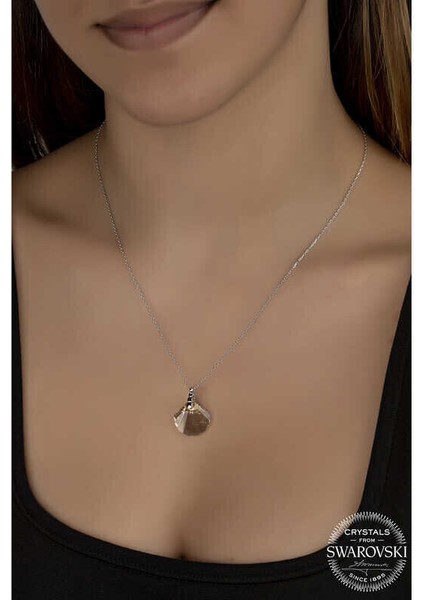 Ucarticaret Swarovski Crystal Taşlı Deniz Kabuğu Gümüş Kadın Kolye