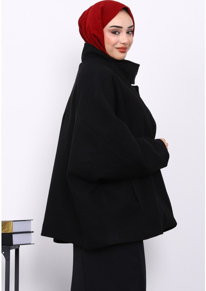 Siyah Cepli Oversize Kaşe Kaban fırsatları