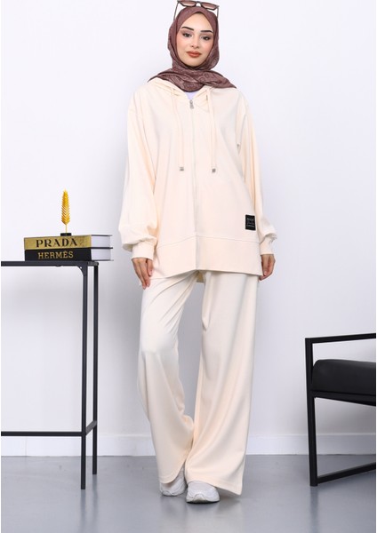 Krem Fermuarlı Tunik Pantolonlu Takım fiyatları