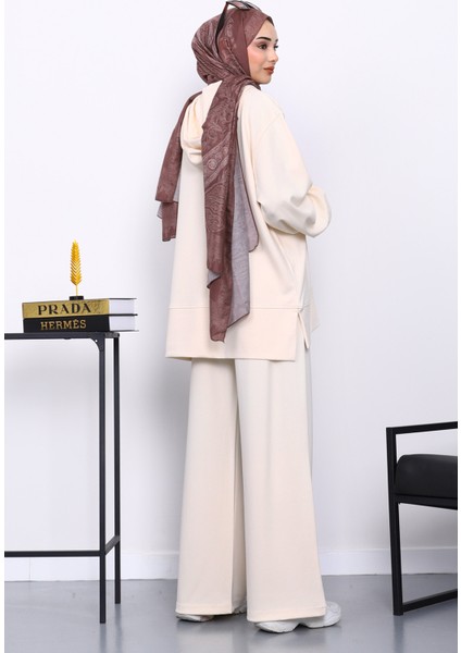 Krem Fermuarlı Tunik Pantolonlu Takım fırsatları