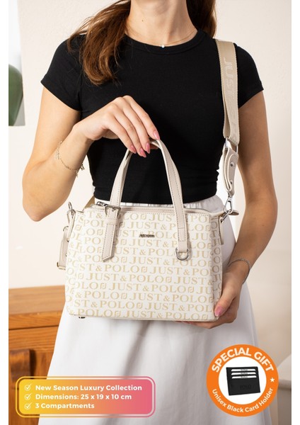 Orijinal Just Polo Collection 3 Bölmeli Lüks Yumuşak Deri Ayarlanabilir Çapraz Askılı Omuz Çantası