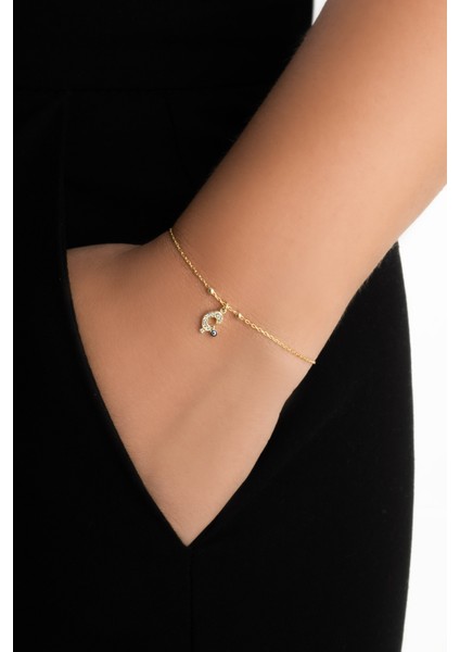 Ç Harfi 18 Ayar Sarı Altın Kaplama 19 cm Gümüş Nazar Bileklik fiyatları