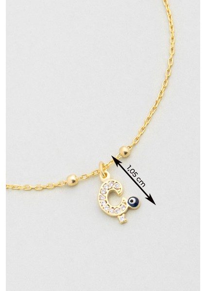 Ç Harfi 18 Ayar Sarı Altın Kaplama 19 cm Gümüş Nazar Bileklik modelleri