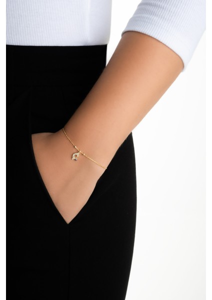 Ç Harfi 18 Ayar Sarı Altın Kaplama 19 cm Gümüş Nazar Bileklik fırsatları