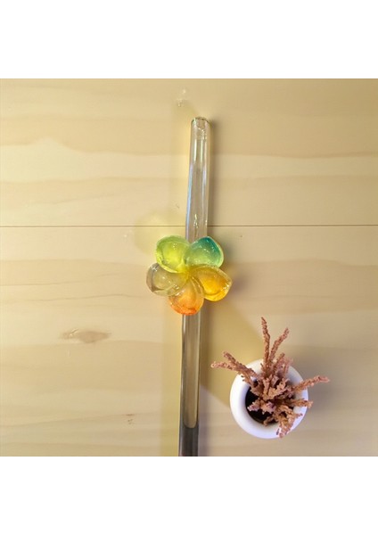 Cam Pipet Renkli Çiçek 1 Adet