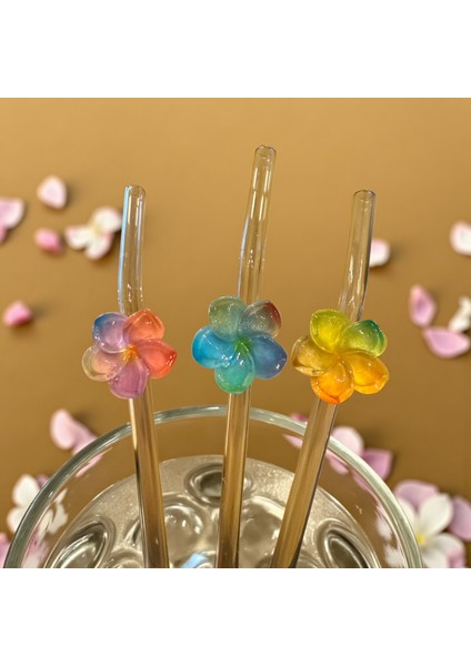 Cam Pipet Renkli Çiçek 1 Adet modelleri