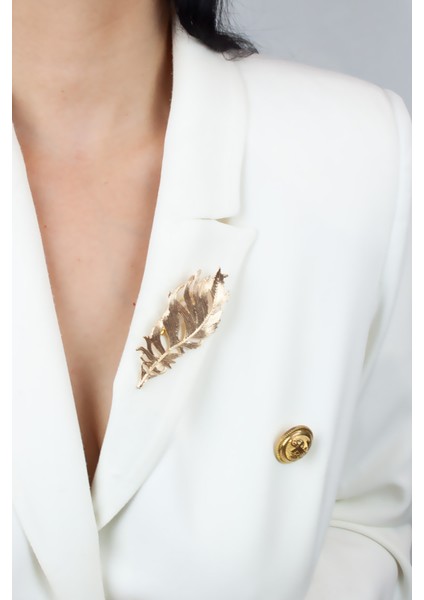 Gold Kuş Tüyü Şeklinde Broş