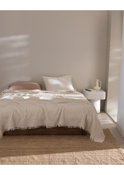 Bradley Çift Kişilik Pamuklu Yatak Örtüsü - Ekru