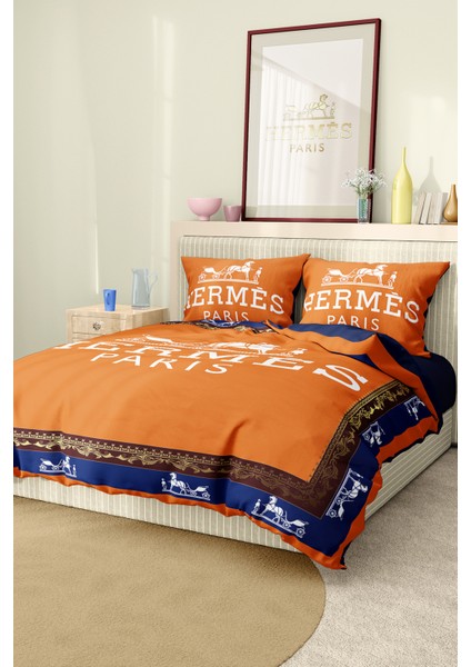 Nevresim Takımı Çift Kişilik Pamuklu Saten Kumaş 6 Parça 3D Dijital Baskı Duvet Cover Set Model No: