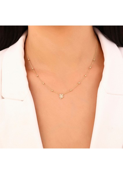 Yonca Figürlü Altın Kolye - 14K modelleri