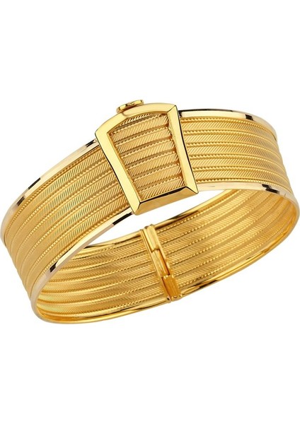 Hasır Altın Kelepçe Bilezik - 14K