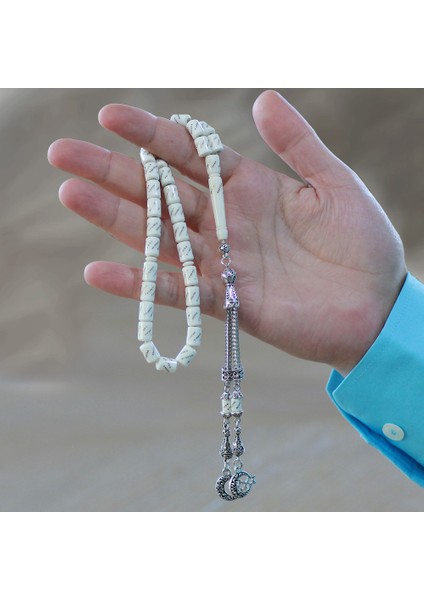 Kararmaz Metal Ayyıldız Püsküllü Kapsül Kesim Pirinç Işlemeli Deve Kemiği Tesbih modelleri