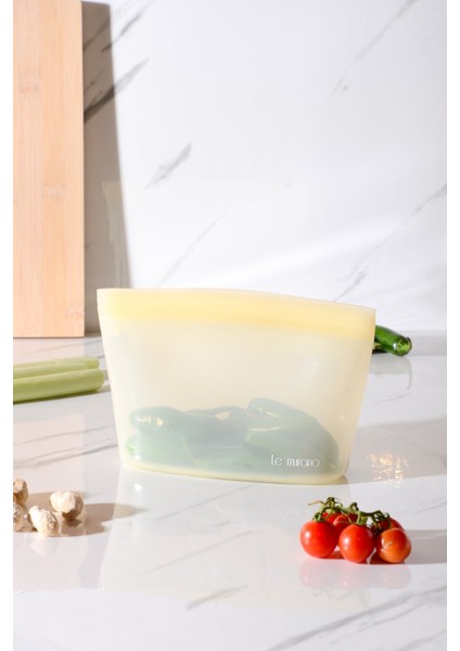 Lush Hava Sızdırmaz Kilitli Silikon Saklama Torbası 1000 ml | Sarı