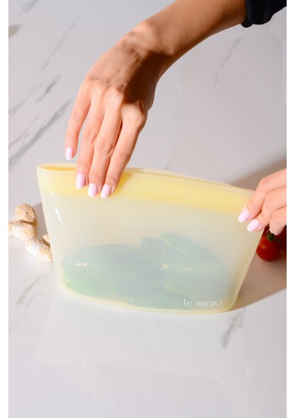 Lush Hava Sızdırmaz Kilitli Silikon Saklama Torbası 1000 ml | Sarı modelleri