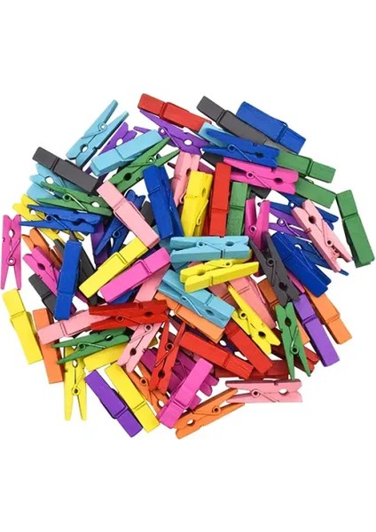 50'li Renkli Ahşap Mandal Seti (3.5 Cm)