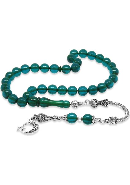 Kararmaz Metal Ayyıldız Püsküllü Küre Kesim Turkuaz Ateş Kehribar Tesbih fiyatları