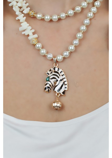 Zebra Uçlu Cam Inci ve Mercan Kolye modelleri