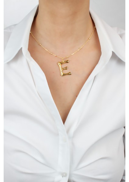 Ince Zincir Harf Kolye E Harfi