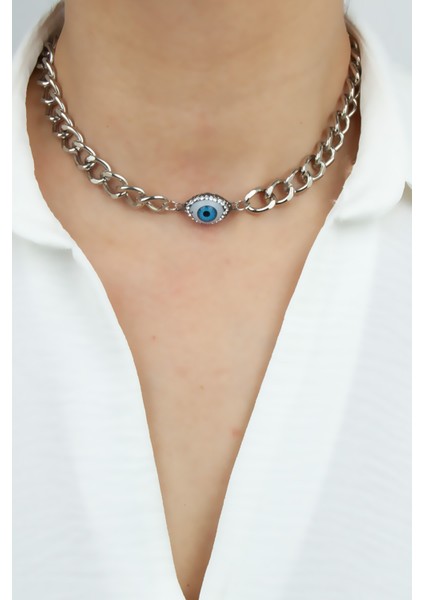 Göz Detay Gümüş Renk Kolye fiyatları