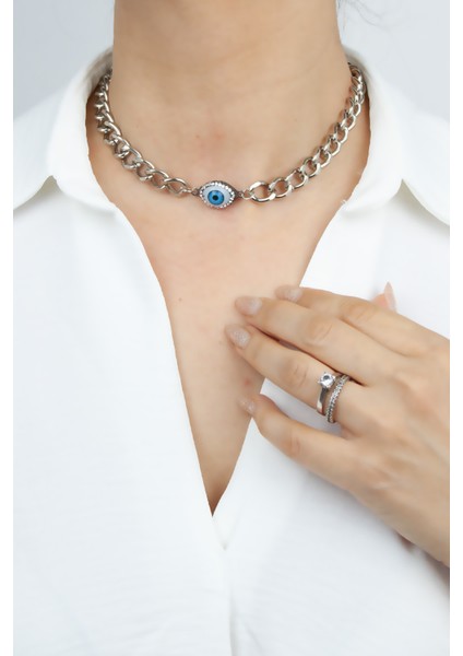 Göz Detay Gümüş Renk Kolye modelleri