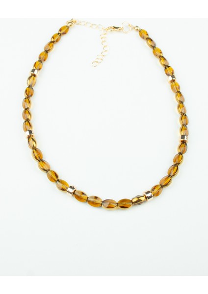 Gold Detay Kehribar Renk Kristal Kolye fiyatları